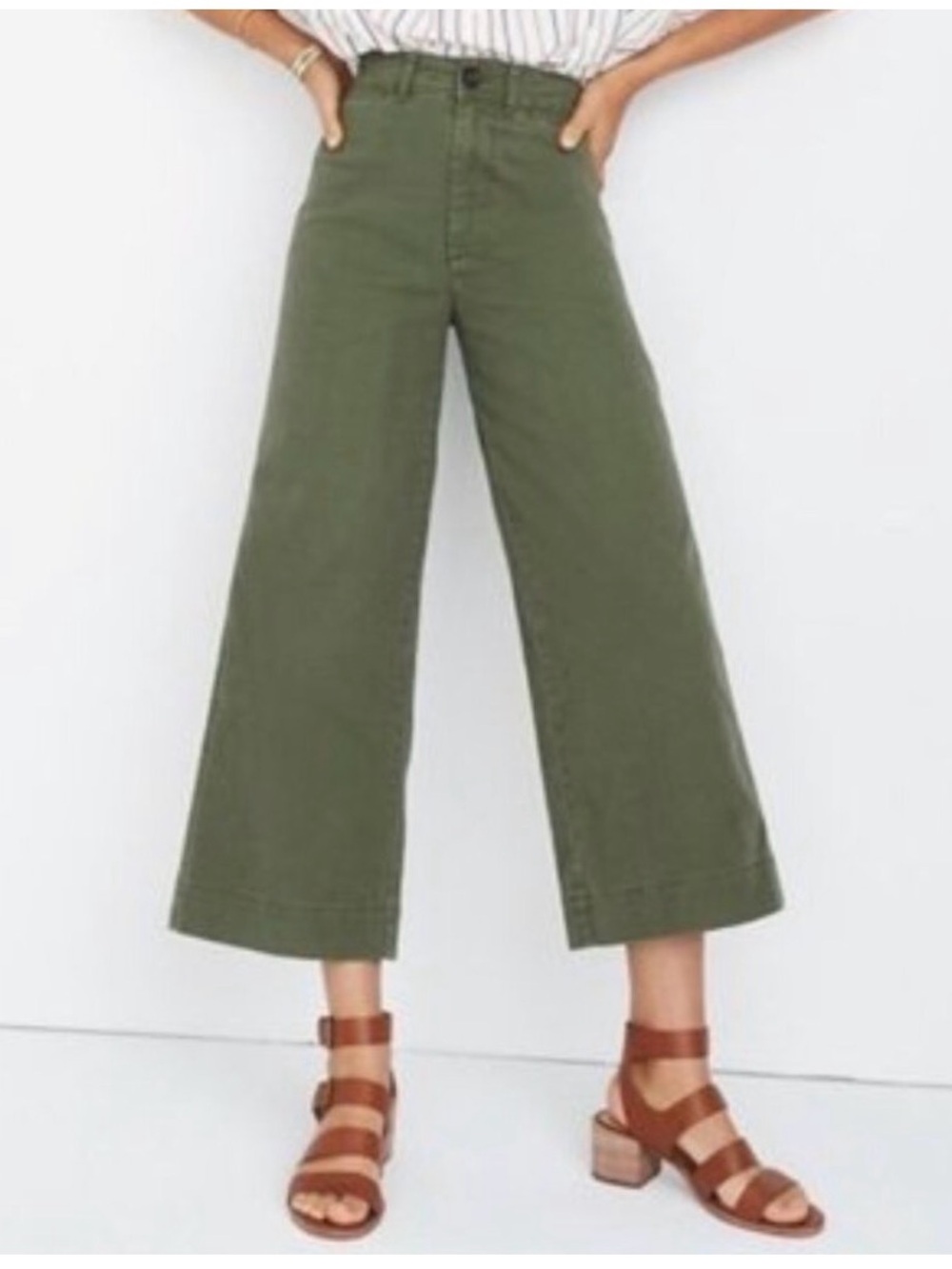 Madewell The Emmett Wide-Leg Crop Pant: Welt Pocket Edition Brown Waist 27